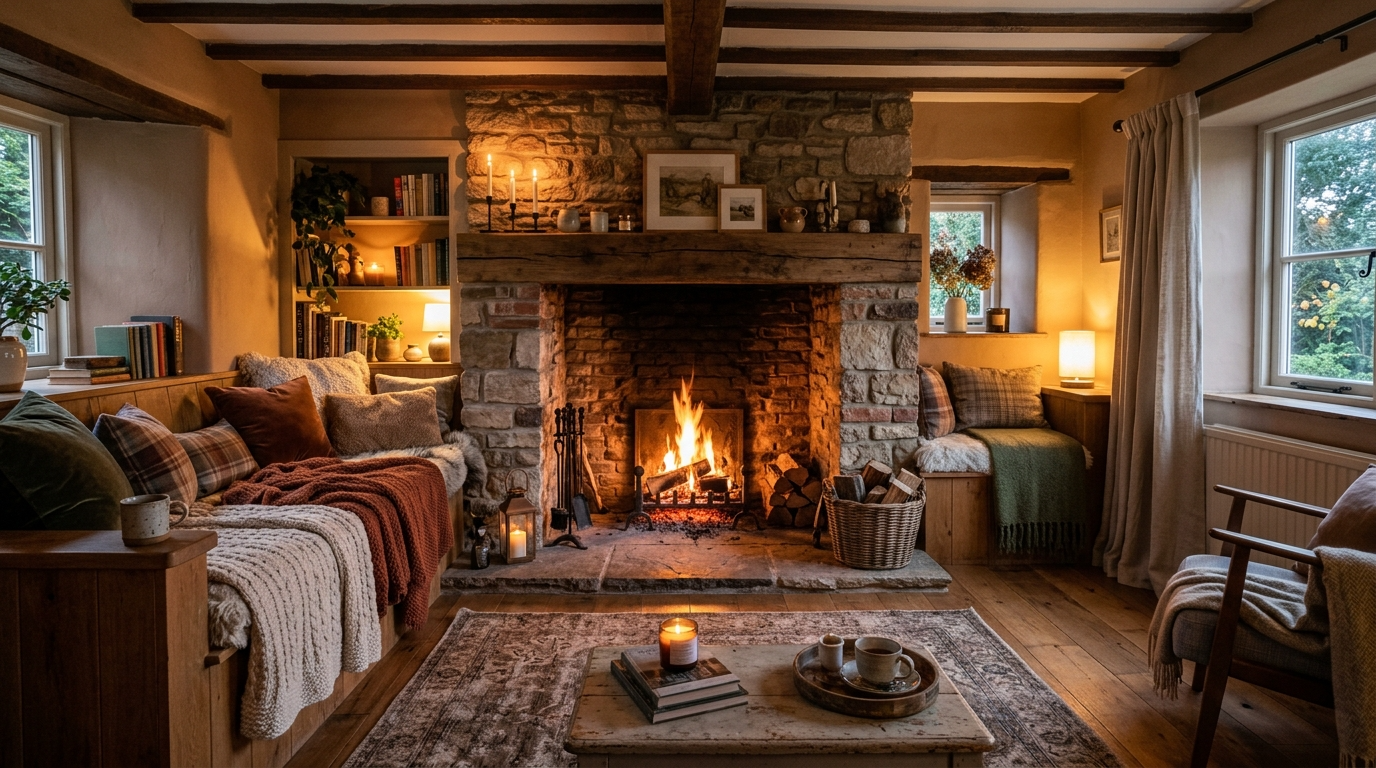 Use baskets for cozy, hidden storage